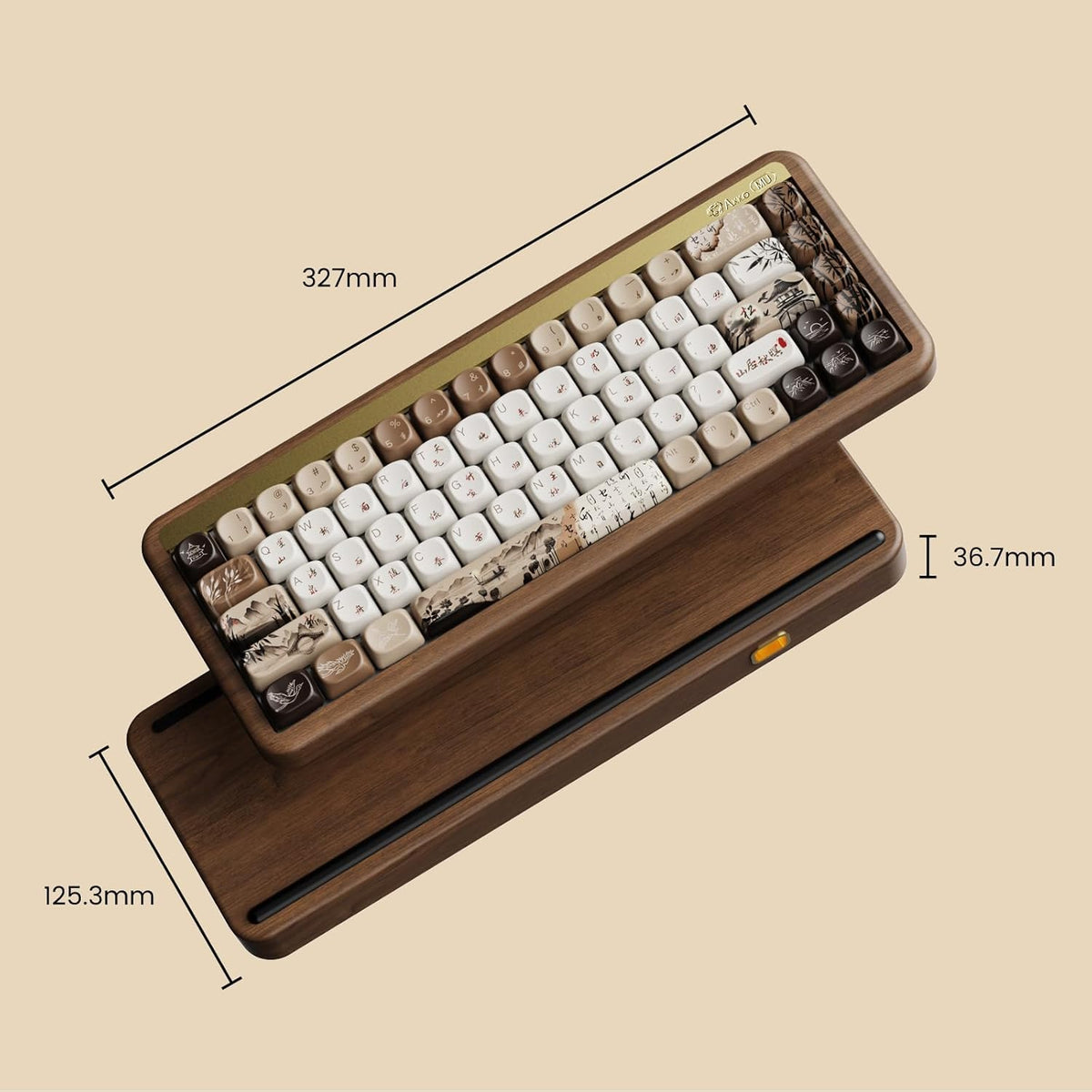 Akko Mechanical Gaming Keyboard with Walnut Wooden Case, MU01 Mountain Seclus...