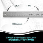 NOKKO 18 Inch Metal Ruler with Cork Backing, Non-Slip Backing - Image 8