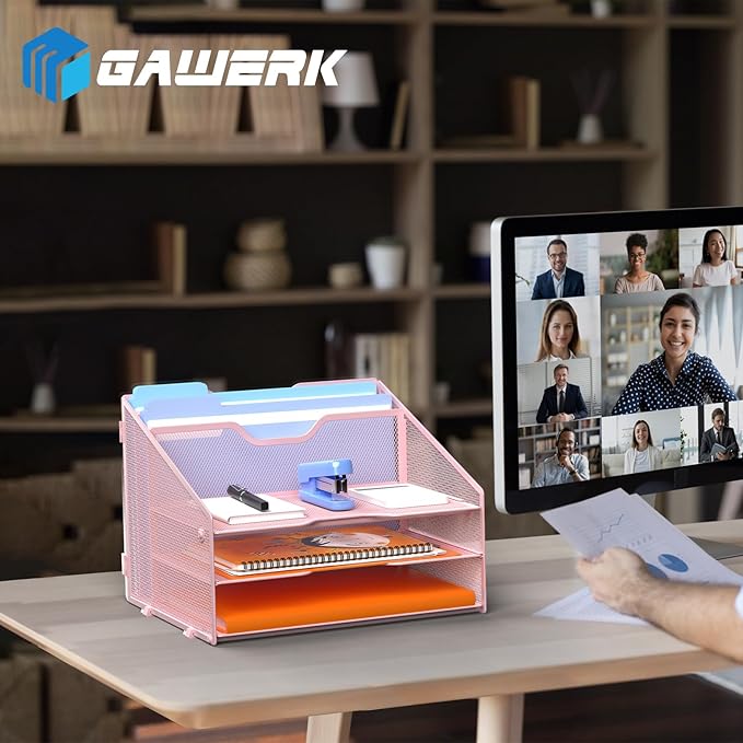 GAWERK Letter Tray Organizer, Mesh Desk File Organizer - Image 6