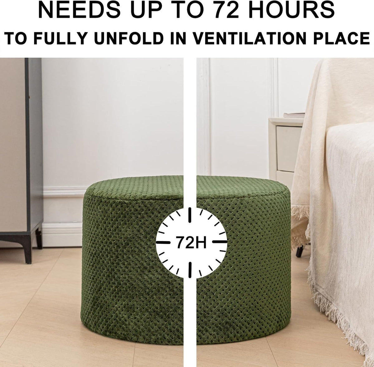 20"x14" Round Foam Stuffed Pouf Ottoman, Under Desk Footrest,Deep G...