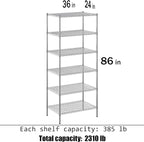 Regal Altair 24" Deep x 36" Wide x 86" Height Wire Shelving Kit | 6-Tier | NSF - Image 3