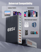 695W USB C Charger Block, 10-Port USB C Charging Station GaN IV Travel - Image 3