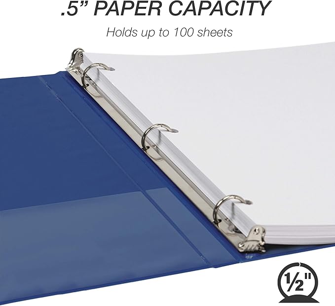 Samsill Durable .5 Inch Binder, Made in the USA, Round Ring Customizable Clear - Image 3