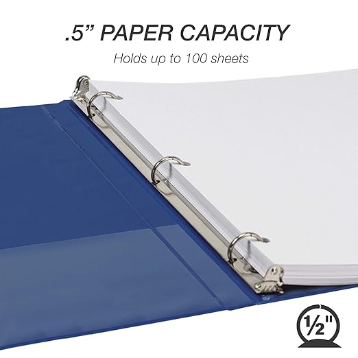 Samsill Economy 0.5 Inch 3 Ring Binder, Made in The USA, Round Ring Binder - Image 3