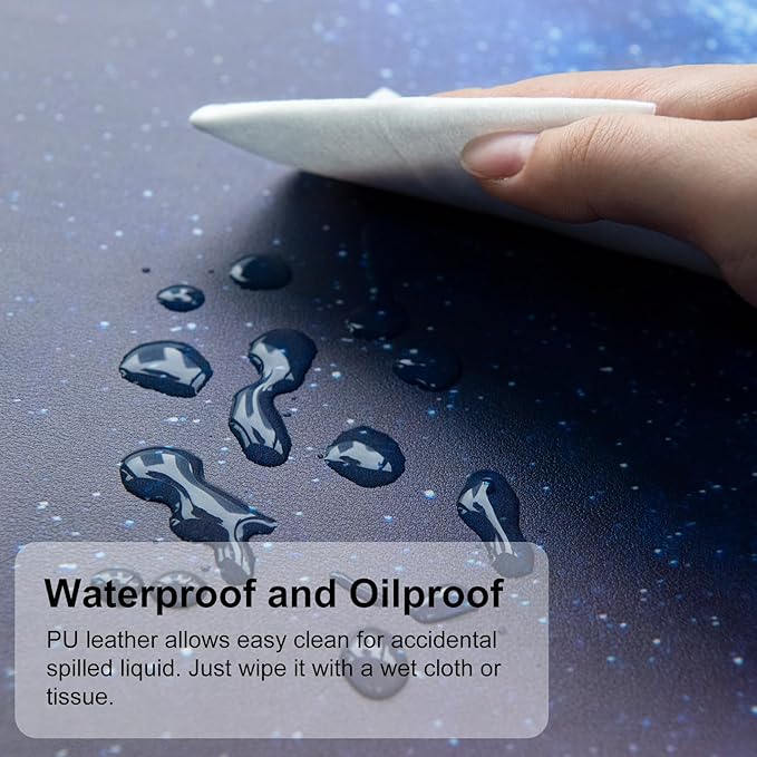 QIYI Desk Pad, Galaxy PU Leather Desk Blotter Protector, Waterproof Computer - Image 3