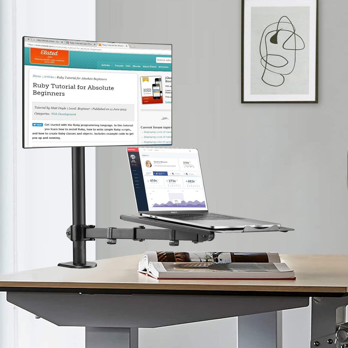 Suptek Monitor and Laptop Mount Holds 13-32 inch Computer Screen, Adjustable ...
