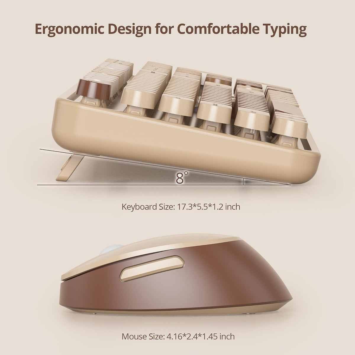 GTSP Retro Wireless Typewriter Keyboard and Mouse Combo, 2.4GHz Full-Size Cut...