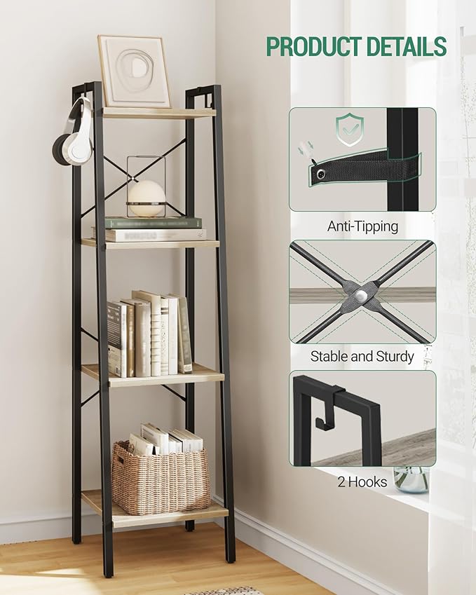 Hzuaneri Ladder Shelf, Bookshelf Bookcase, Freestanding Corner Storage Shelve - Image 5