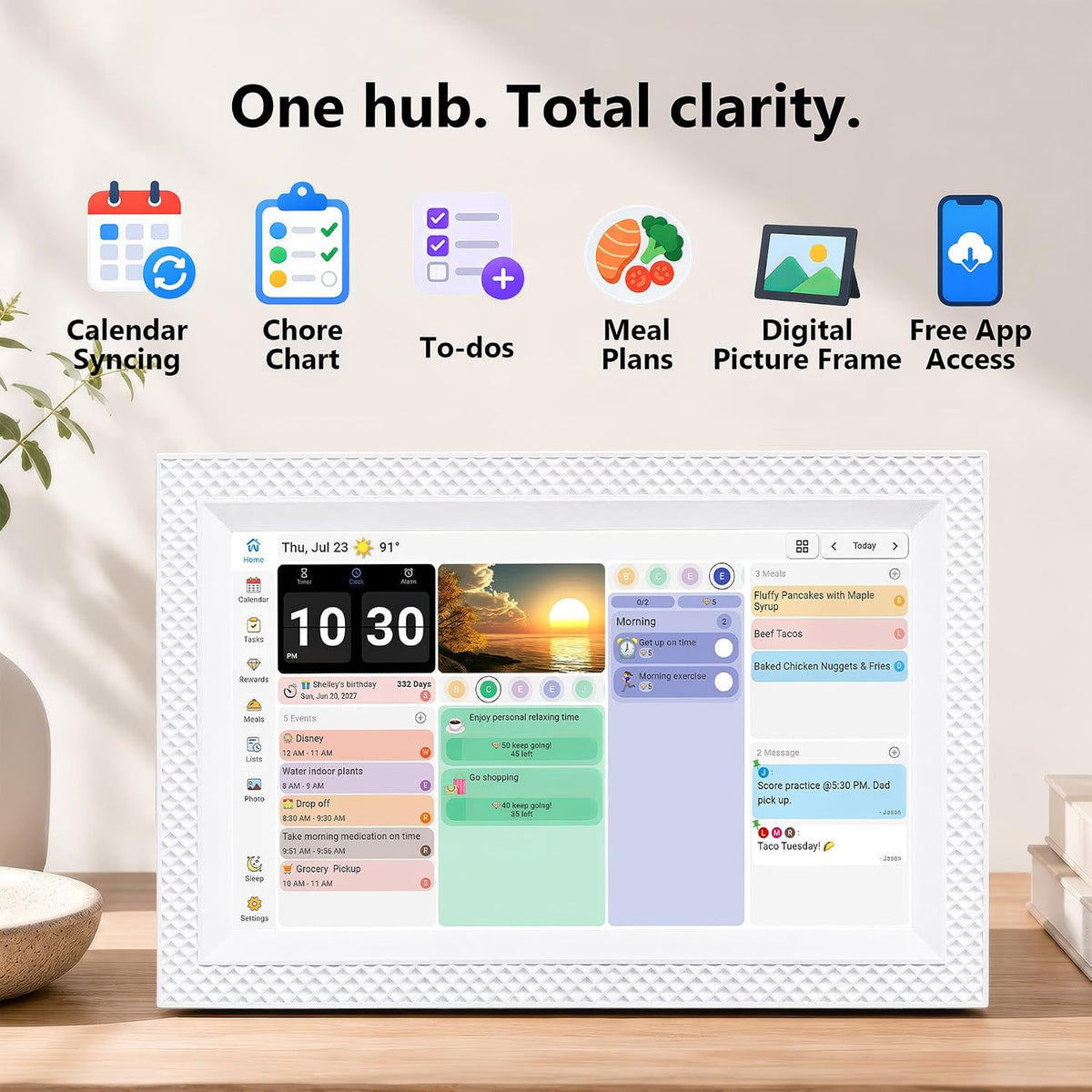 10.1" Digital Calendar Touchscreen, Family Wall Planner & Picture Frame