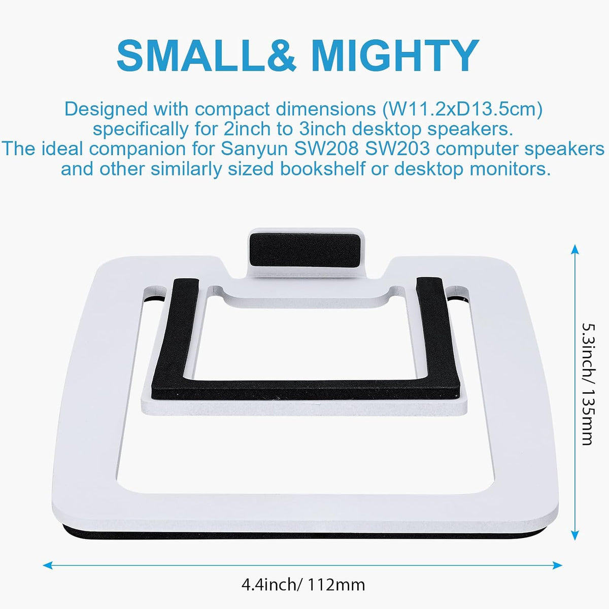 Sanyun SW601 15° Tilted Speaker Stands for 2-3 Inch Speakers (Pair, White)