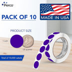 Perco Purple 1-Inch Perforated Circle Dot Sticker Labels — 10 Rolls, 000 Round - Image 2