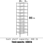 Regal Altair 21" Deep x 24" Wide x 86" Height Wire Shelving Kit | 10-Tier | NSF - Image 3