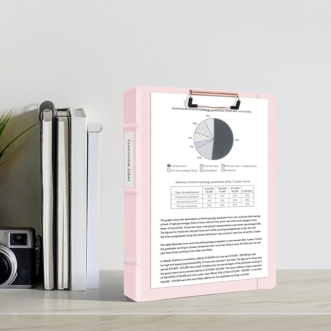 Ospelelf 3 Ring Binder with Clipboard 2 Inch Leather Binder - Image 2