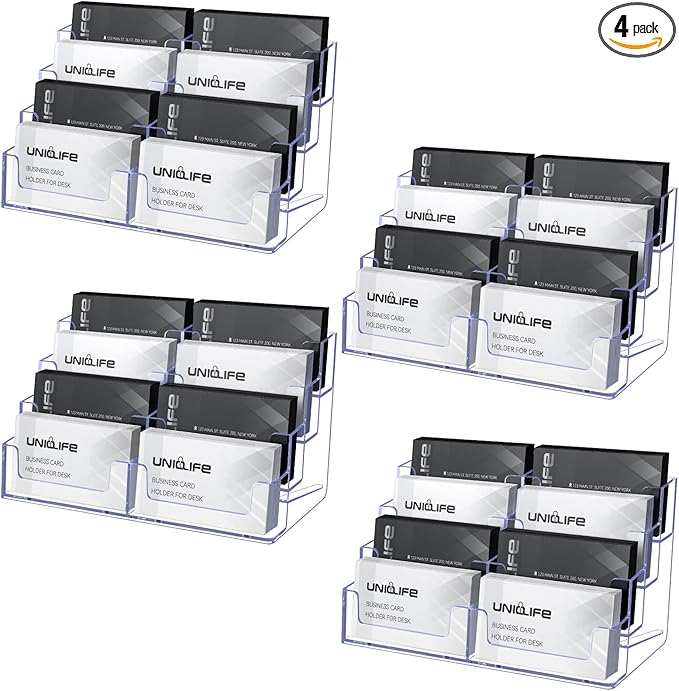 Uniclife 4 Pack Acrylic Business Card Holder by UnicLife