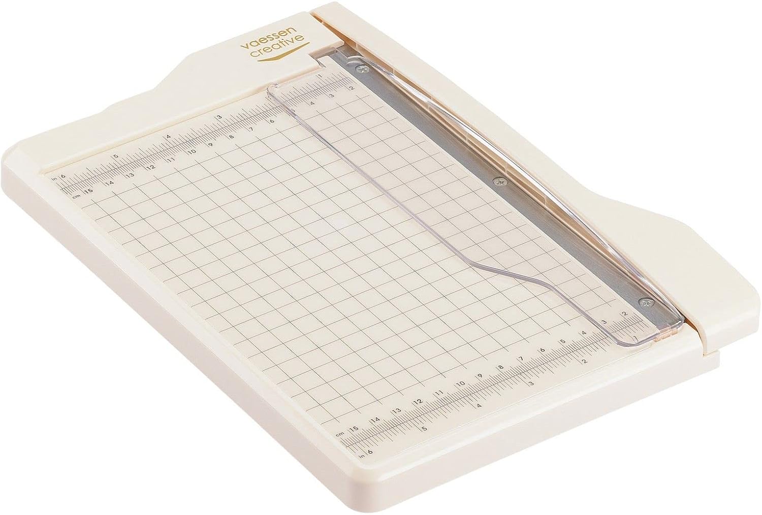 Vaessen Creative Trim Easy Guillotine Cutter, 6 x 8.5 inches, Trimmer for Cutting Paper, Cardstock, Foam, Felt, Cork Sheets and Other Craft Materials, White/Pink