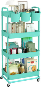JIUYOTREE 4-Tier Plastic Rolling Storage Cart Utility Cart by JIUYOTREE