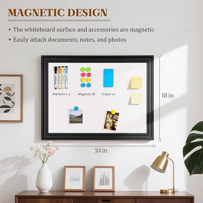 White Board for Wall, Decorative Black Vintage Wooden Frame Whiteboard for Home - Image 3