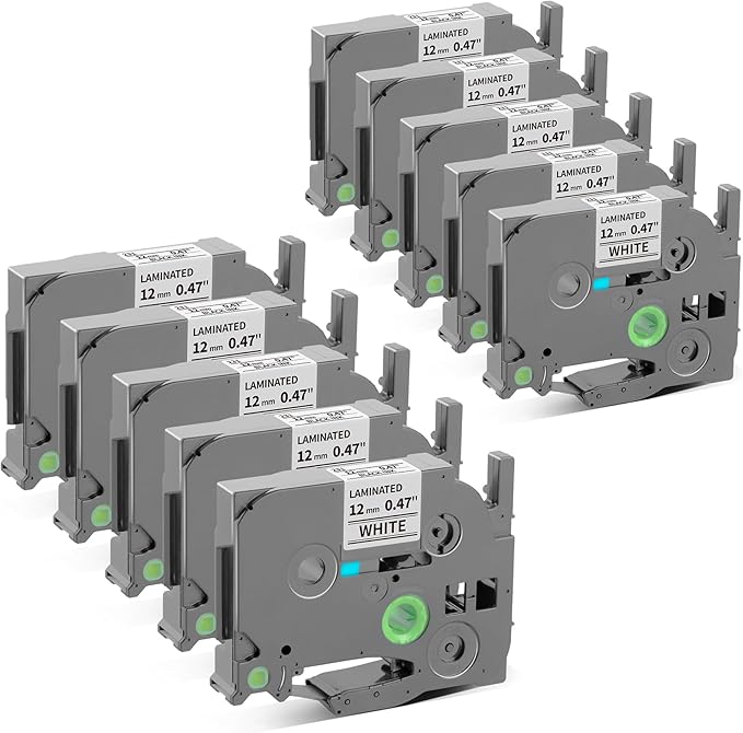 Pillex 10-Pack 12mm 0.47 Laminated White Label Tape Replacement by Pillex