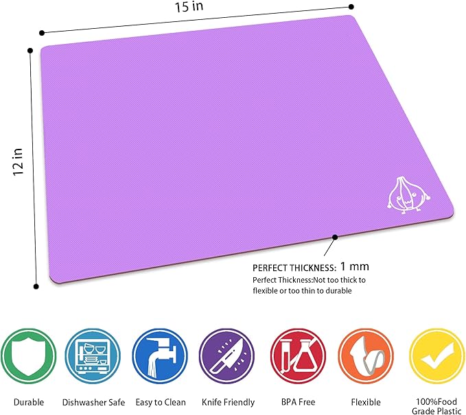 ZVP Plastic Cutting Boards for Kitchen, Flexible Cutting Mats, Gradient Purple - Image 3