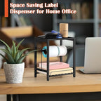 smusei Label Holder for Rolls and Fan-Fold Labels, Wooden Thermal Printer - Image 5