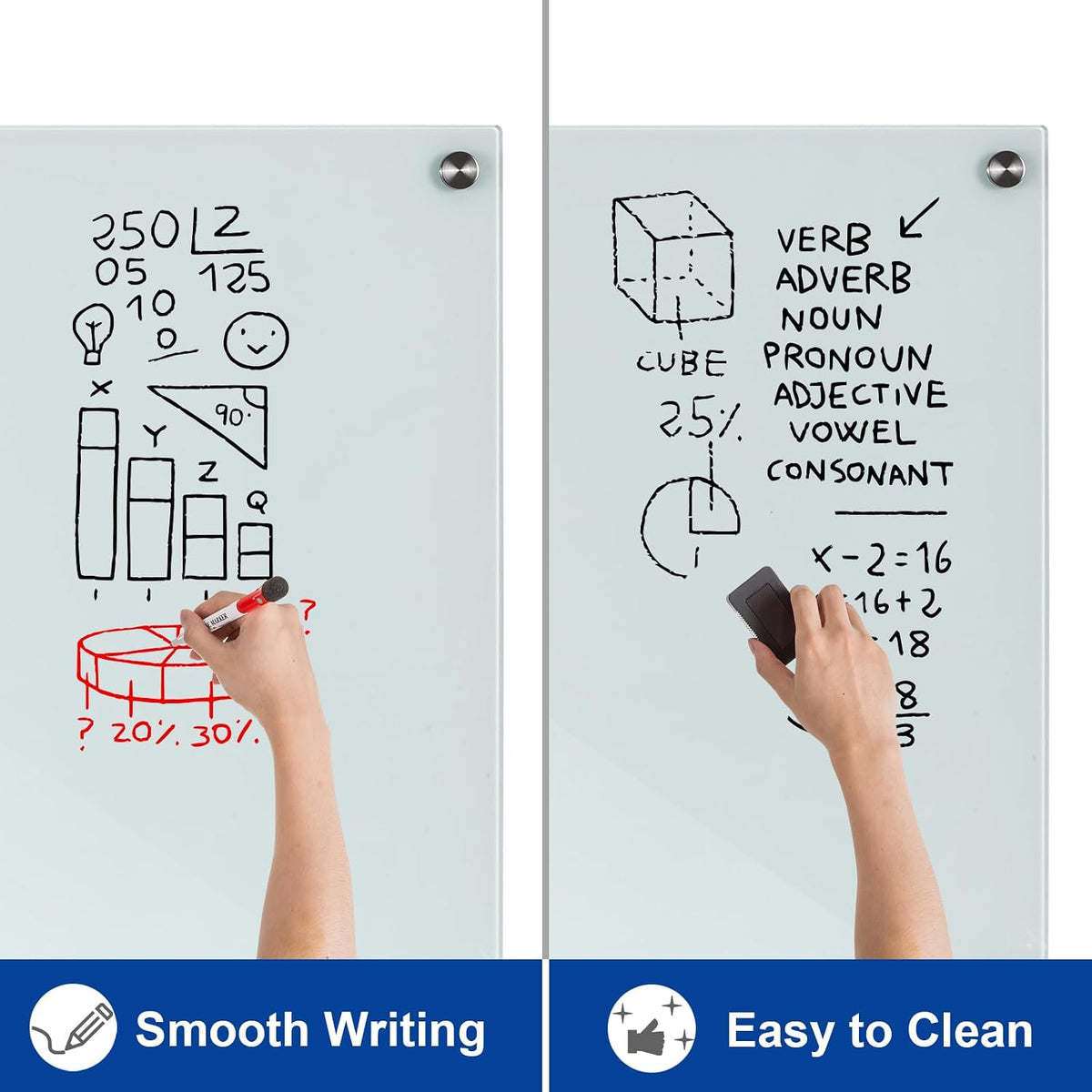 Wingwise Large Glass Dry Erase Board, 72 x 48 Inches Magnetic Whiteboard