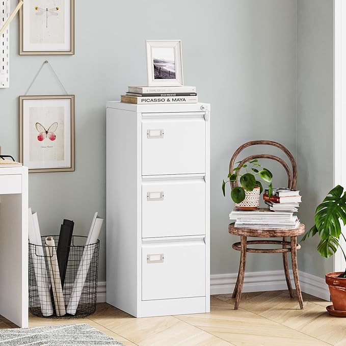 MIIIKO 3 Drawer File Cabinet, Home Office File Folders Storage Cabinet - Image 2