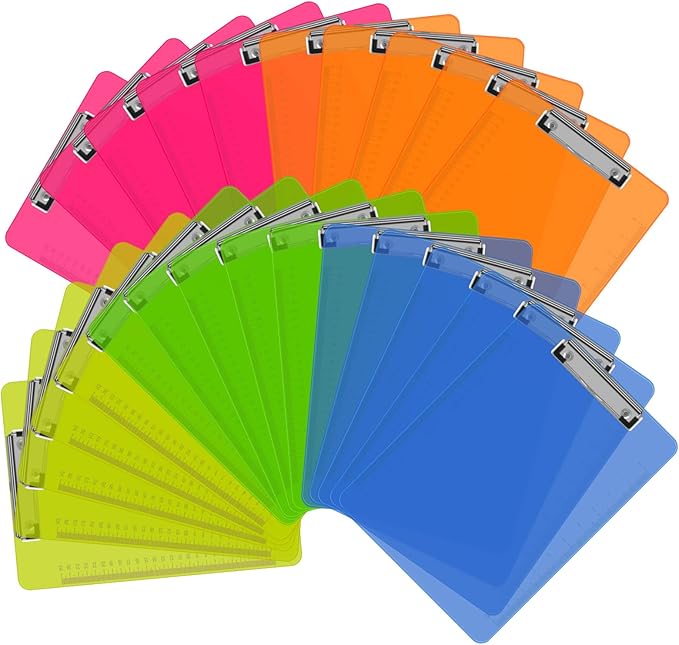 Clipboards, HERKKA 25 Pack Plastic Clipboards Low Profile Clip Standard A4 by HERKKA