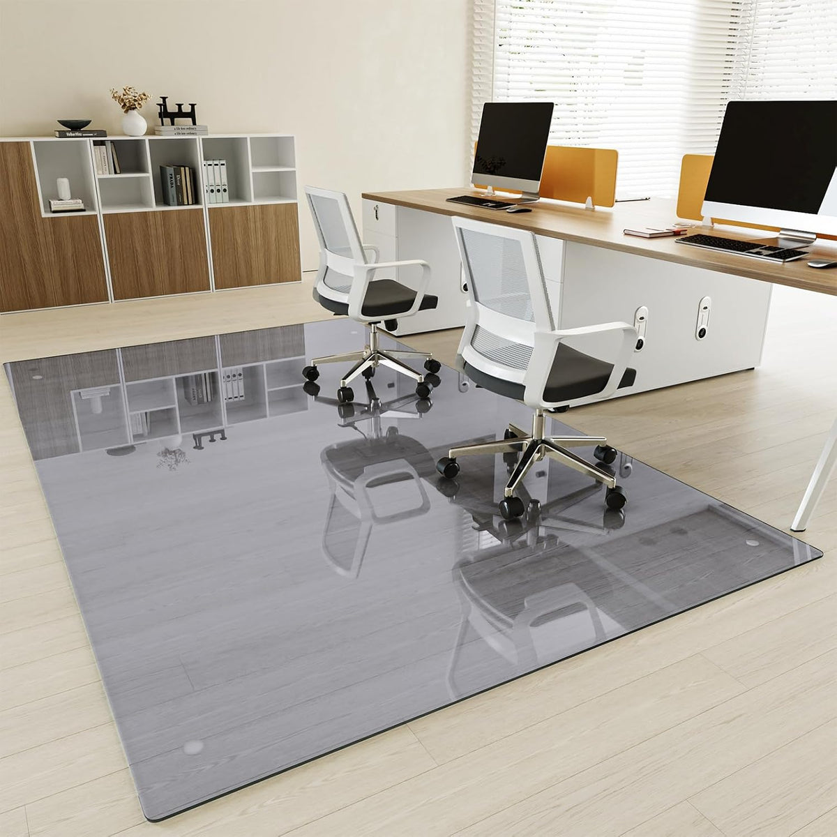 [Tempered Glass] 48" x 80" Glass Office Chair Mat for Carpet