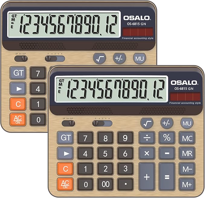 Desktop Calculator Extra Large 5-Inch LCD Display 12-Digit Big Number by Pendancy