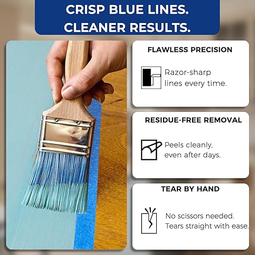 SWRT Blue Painter's Tape 1 Inch x 55 Yards x 24 Rolls – Upgraded Adhesive - Image 7