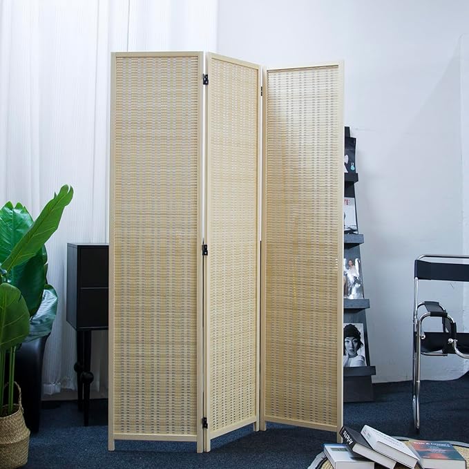Furnnylane 3 Panel Room Divider and Folding Panel Screen, Bamboo Panel Divider - Image 5