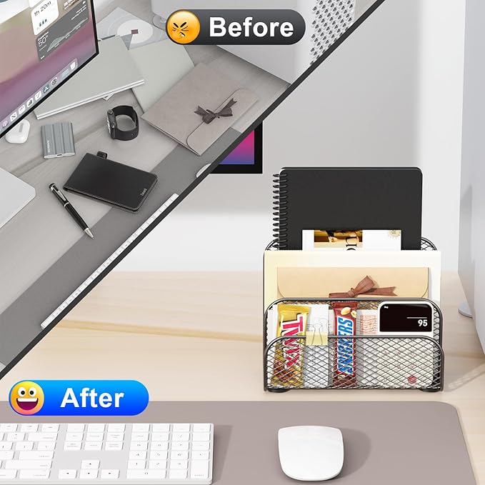 gianotter Mail Organizer Countertop, Metal File Holder - Image 2