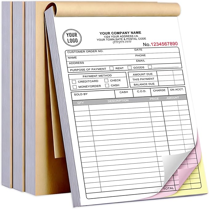 Custom Invoice Book with Logo 50 Set Personalized Receipt Books Customized by Unknown