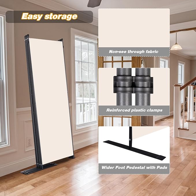 CHOSENM Room Divider, 6 Panel Folding Privacy Screens - Image 4