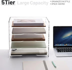 SANRUI Acrylic Desk File Organizer 5 Tier Letter Tray Paper Organizer - Image 6