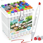 HOMESILMO-48 Color Double Head Alcohol Marker Set, Fine Chisel, Dual Effect by HOMSAILMO