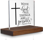 Matthew 19:26 Desk Sign, Christian Bible Verse Decor by Pariveca