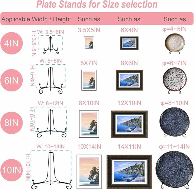 HENABLE 4PCS Premium Black Iron Plate Stands - Image 4