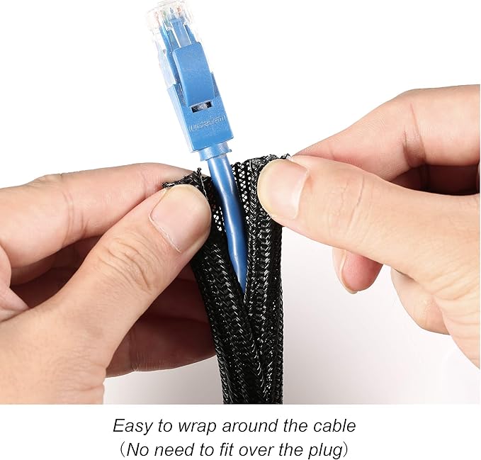 CrocSee 25ft - 1/4 inch Braided Cable Management Sleeve Cord Protector - - Image 2