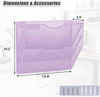 EASEPRES 3 Pocket Mesh Hanging Wall File Organizer, Wall Mounted Mail Paper - Image 2