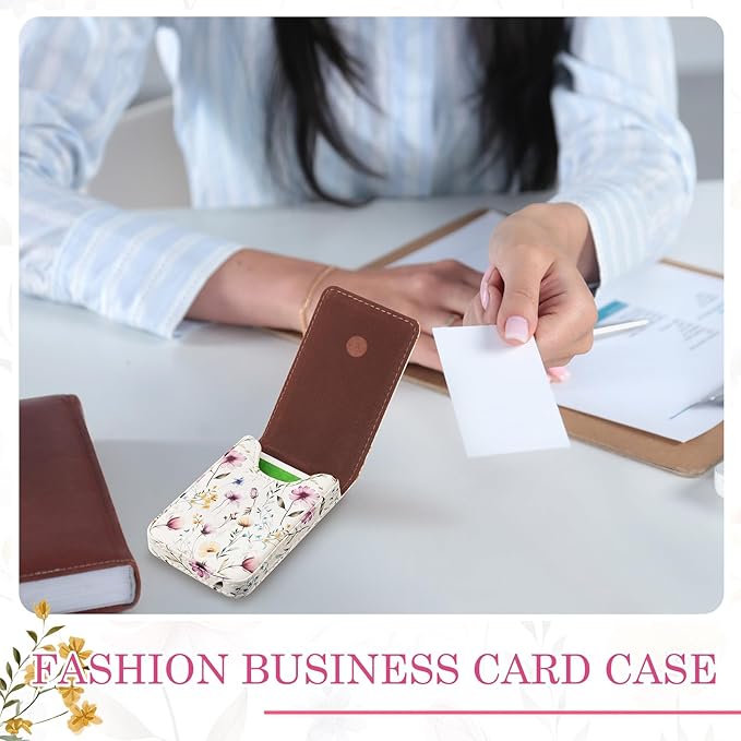 Outus 2 Pieces Business Card Holder, PU Leather Business Card Case Pocket Wallet - Image 4