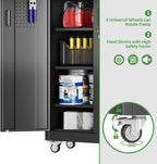 reemoon 5 adjustable 170 lb shelves, lockable doors, front angle view