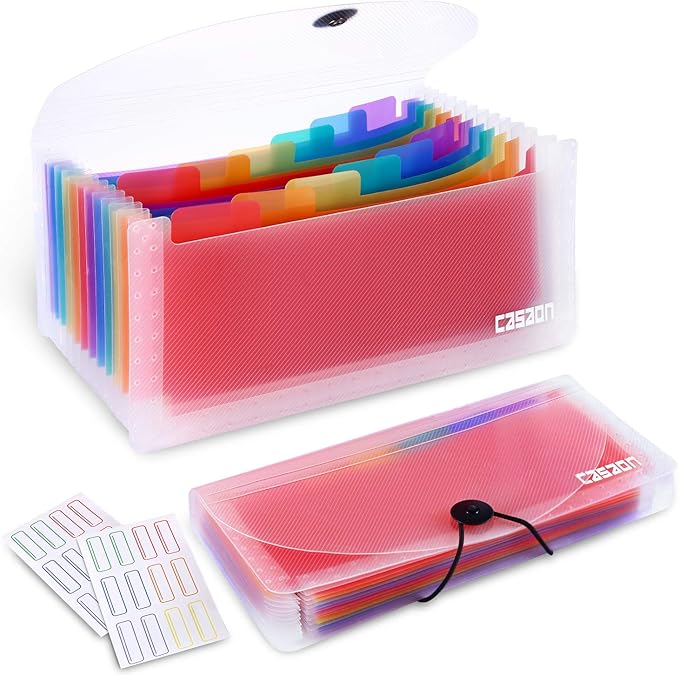 2 Pack 13-Pockets Expanding Accordion File Folder Mini Organizer Wallet by CASAON