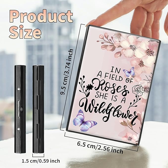 BWEGRHE Slim Credit Card Holder, Sakura Butterfly RFID Blocking Metal Wallet - Image 2