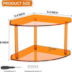Sezanrpt 2 Tier Acrylic Corner Shelf Organizer Storage 9.5x9.5x8 Inch, Study - Image 2