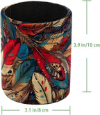 Leather Pen Holder for Desk, Colorful feathers Pencil Cup Desktop Organizer - Image 4