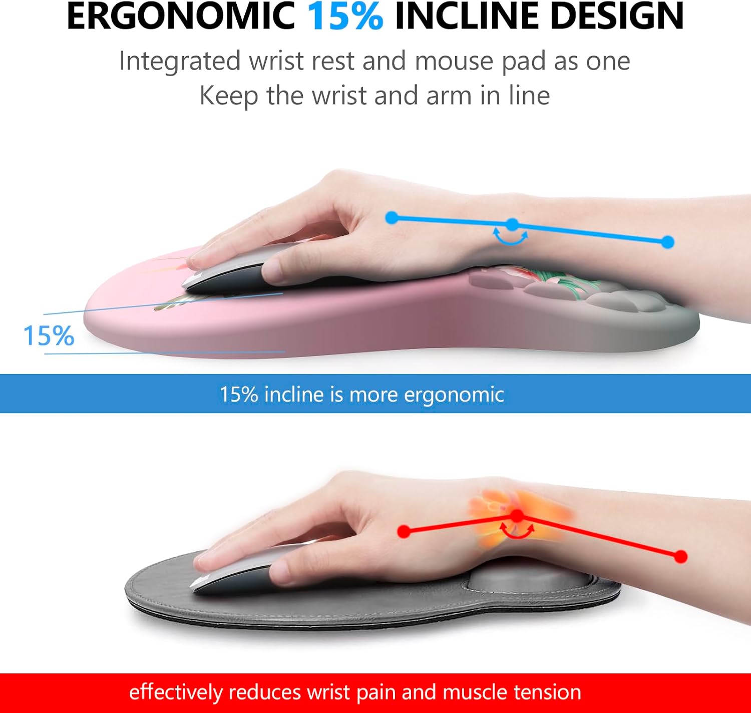 Laokiiy Mouse Pad with Wrist Rest & Keyboard Wrist Rest, Memory Foam
