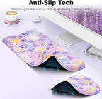 Ospelelf Keyboard Wrist Rest and Mouse Pad Set, Ergonomic Memory Foam Wrist Support, Aesthetic Desk Accessories for Office, Home & Gaming, Relief for Carpal Tunnel & Wrist Pain, Purple Floral