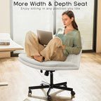 PUKAMI Criss Cross Chair with Wheels, Armless Cross Legged Office Desk Chair - Image 3