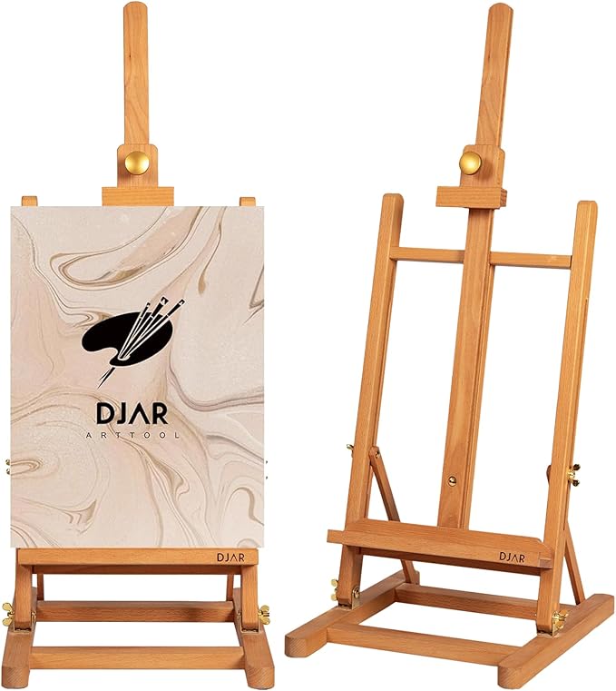 DJAR H- Frame Tabletop Painting Easel, Adjustable Solid Beech Wood Desktop Art by DJARARTTOOL